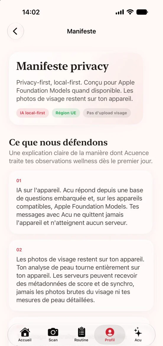 Acuence · Le manifeste
